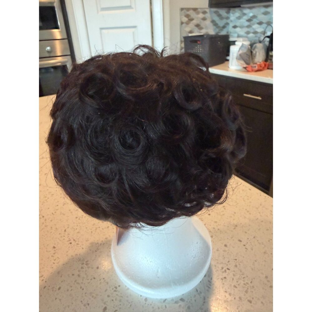 Beluck Curly Pixie Cut Human Hair Wig Bangs Glueless Natural Black